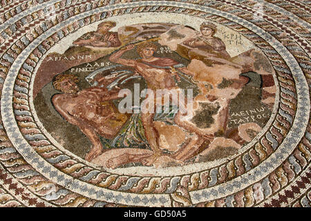 Mosaik-Theseus und dem Minotaurus, archäologischen Park von Paphos, Republik Zypern / Paphos Stockfoto