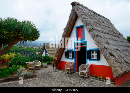 Strohgedecktes Haus in Santana, Madeira, Portugal, Europa, Casas de Colmo, Santana-Haus, Santana-Haeuser Stockfoto