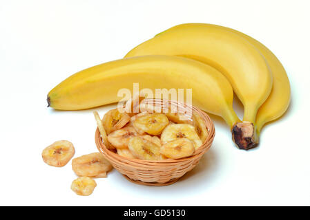 Bananen und Bananen-chips Stockfoto