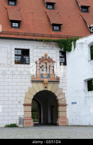 Haupttor des Reiterbaus des Ulmer Zeughauses, Zeughaus, Ulm, Baden-Württemberg, Deutschland, Europa Stockfoto