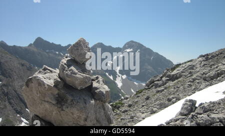 Mann aus Stein in den Allgäu Alpen in der Nähe von Oberstdorf, Deutschland Stockfoto