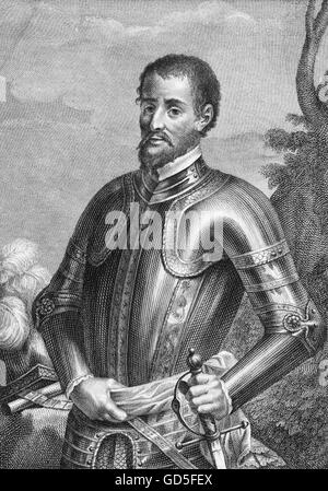 Hernando De Soto (c. 1500-1542), der spanische Entdecker und Eroberer, die erste europäische Expedition führte in was jetzt die Vereinigten Staaten sind. Porträt von Jose Maea, 1791. Stockfoto
