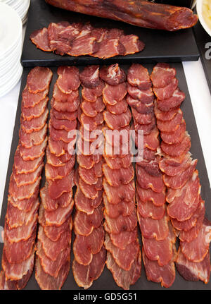 Lende Fleischwurst, typisch aus Spanien. Stockfoto