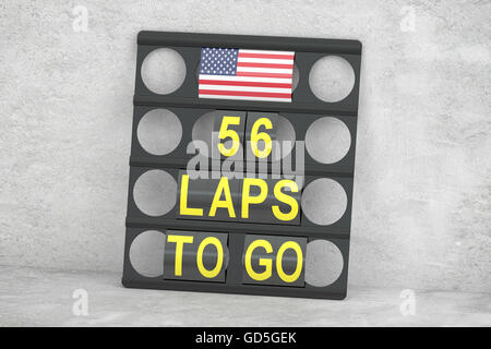Austin, racing, Pit Brett mit Flagge der USA, 3D-Rendering Stockfoto
