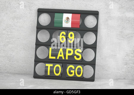 Mexiko, racing, rendering Pitboard mit Fahne, 3D Stockfoto