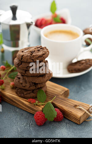 Schokoladenkekse mit Kaffee Stockfoto
