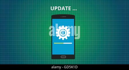 Update Update Software app Smartphone Vektor-Konzept Stock Vektor