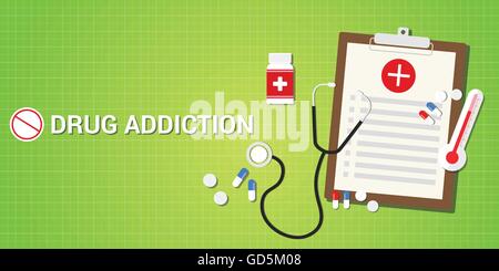 Medikament Addication Konzept mit Pillen und Medizin Vektor Stock Vektor