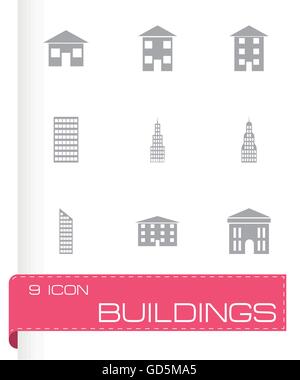 Vektor schwarzen Gebäude-Icon-set Stock Vektor