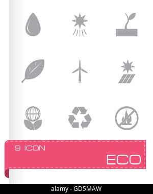 Vector schwarz Eco-Icon-set Stock Vektor