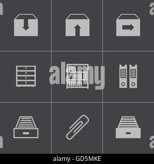 Schwarze Archiv Vektor-Icons set Stock Vektor