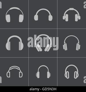 Vektor schwarz Kopfhörer Icons set Stock Vektor