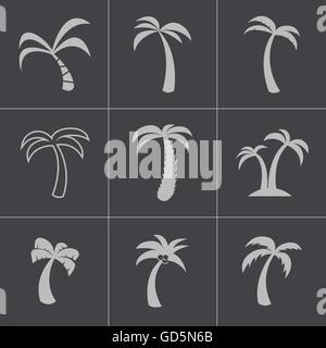 Vektor schwarze Palme Icons set Stock Vektor