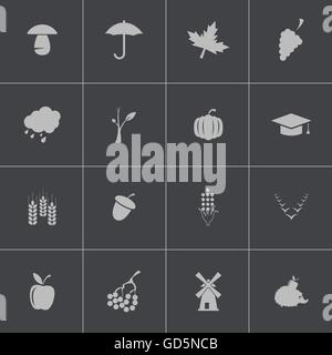 Vektor schwarz Herbst Icons set Stock Vektor