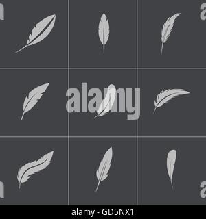 Vektor schwarze Feder Icons set Stock Vektor