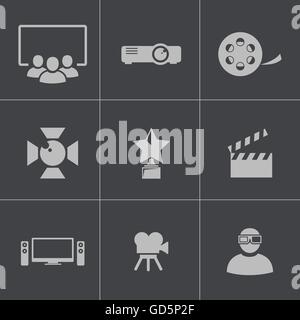 Vektor schwarze Symbole Filmset Stock Vektor