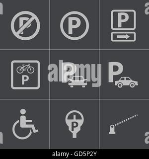 Vektor-schwarz Parkplatz Symbole eingestellt Stock Vektor
