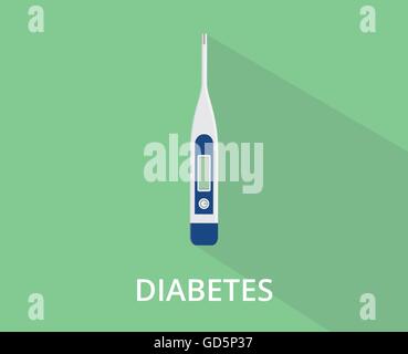 Diabetes-Bluttest Messgerät einzelne isoliert mit flachen Stil und lange Schatten Vektorgrafik Stock Vektor