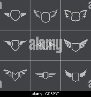 Vektor-schwarzes Schild-Icons set Stock Vektor