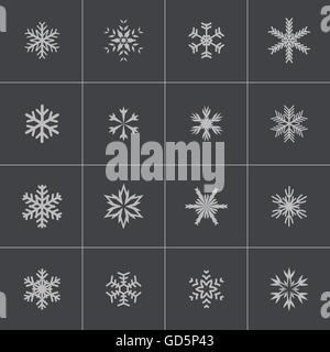 Vektor schwarz Schneeflocke Icons set Stock Vektor