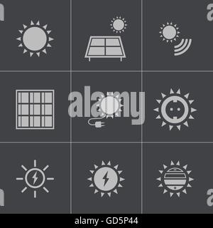 Vektor-schwarze Solarenergie-Icons set Stock Vektor