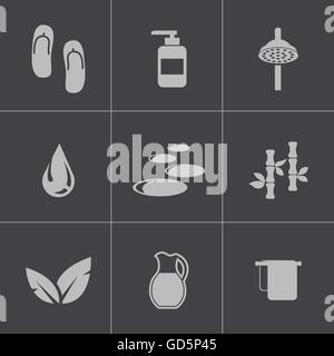 Vektor schwarz Spa Icons set Stock Vektor