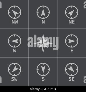 Vektor-schwarze Windrose-Icons set Stock Vektor