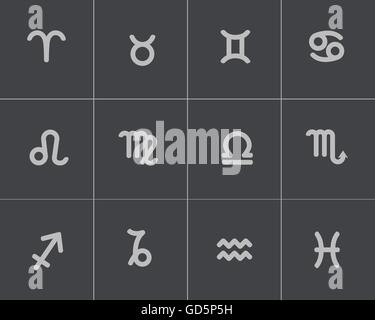 Vektor schwarzer Tierkreis Icons set Stock Vektor