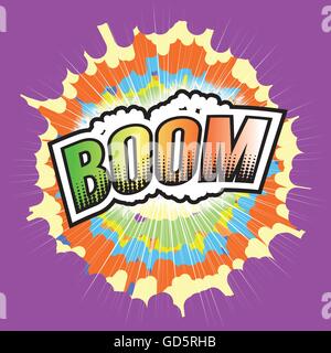 BOOM! Wortlaut-Sound-Effekt für Comic-Speech Bubble-Vektor-Illustration Stock Vektor