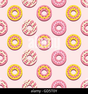 Nahtlose Muster anderen Stil Erdbeer Donuts Hintergrund Vektor-Illustration Stock Vektor