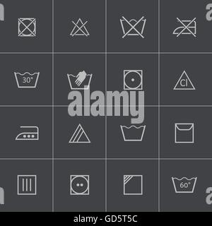 Schwarze Symbole waschen Vektor-set Stock Vektor