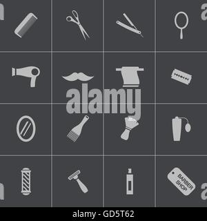 Vektor schwarze Haare und Icons set Stock Vektor