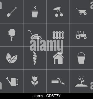 Vektor schwarze Gartenarbeit Icons set Stock Vektor