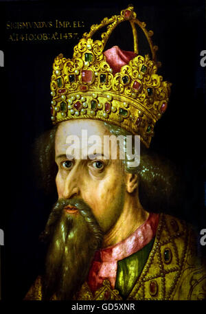 Karl der große in seiner Krönung mit der kaiserlichen Krone Albrecht Dürer 1471-1528 Karl der große Karl war, 747, der Sohn des Bürgermeisters des Palastes Pippin der jüngere später der König der Franken. Karl war 768 König und 771 Alleinherrscher im fränkischen Reich. 774, die er in Italien als König der Lombarden Krone, ließ sich besiegt 772-792 in drei Kriegen der heidnischen Sachsen und sein Reich ihre Territorien aufgeteilt. 788 He unterjocht Herzog Tassilo III. aus Bayern. Weihnachten 800 krönte ihn Papst Leo III. Kaiser in Rom Stockfoto
