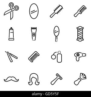 Vektor-Illustration der dünne Linie Symbole - Barbier Stock Vektor