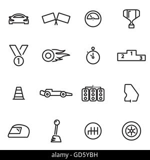Vektor-Illustration der dünne Linie Symbole - racing Stock Vektor