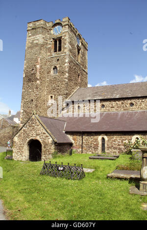 Front-Eingang St Mary all Saints Church Conwy Nord-Wales Stockfoto