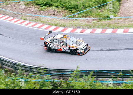 8. Wyścig Górski - Limanowa, Przełęcz Pod Ostrą 8. Hill Climb Rennen - Limanowa, Gebirgspass im Ostra Stockfoto