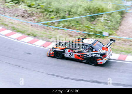 8. Wyścig Górski - Limanowa, Przełęcz Pod Ostrą 8. Hill Climb Rennen - Limanowa, Gebirgspass im Ostra Stockfoto