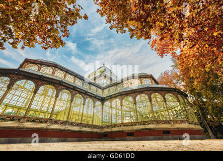 Der Palacio de Cristal (Crystal Palace), liegt im Herzen des Buen Retiro Park. Madrid. Spanien Stockfoto