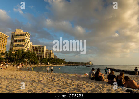 Waikiki Beach in Honolulu Stockfoto