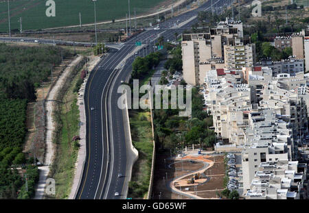 Luftaufnahme des südlichen Acre und Highway 4, Israel Stockfoto