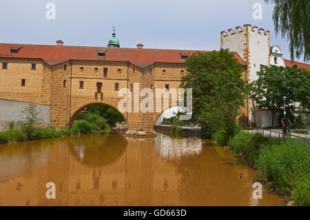 Amberg, Fluss Vils, historische Watergate, Stadtbrille, Oberpfalz, Bayern, Stockfoto