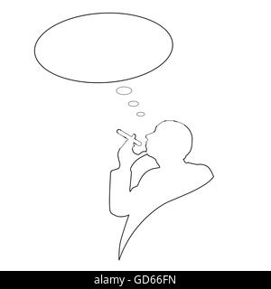 Mann mit Zigarette und Cloud für Text vektor Stock Vektor