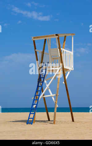 Mojacar, Strand, Rettungsschwimmer Strand Turm, Provinz Almeria, Andalusien, Spanien, Europa Stockfoto