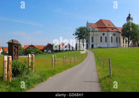 Wieskirche, Wies Kirche, Wies, in der Nähe von Steingaden, UNESCO-Weltkulturerbe, romantische Straße, Romantische Strasse, Upper Bavaria, Bavaria, Germany, Europa Stockfoto