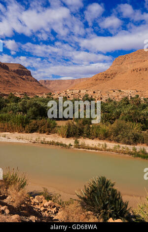 Ziz-Flusses, Oued Ziz, Gorges du Ziz, Ziz Tal, Ziz Schluchten, Tafilalet Region, Marokko, Nordafrika Stockfoto