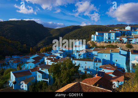 Juzcar, Genal Valley Genal Flusstal, Serrania de Ronda, Schlümpfe Dorf, Provinz Malaga, Andalusien, Spanien Stockfoto