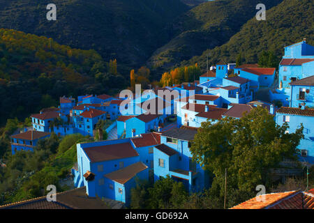 Juzcar, Genal Valley Genal Flusstal, Serrania de Ronda, Schlümpfe Dorf, Provinz Malaga, Andalusien, Spanien Stockfoto