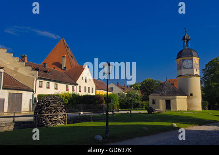 Burghausen, Burg, alte Turmuhr, Altotting Bezirk, Upper Bavaria, Bavaria, Germany Stockfoto